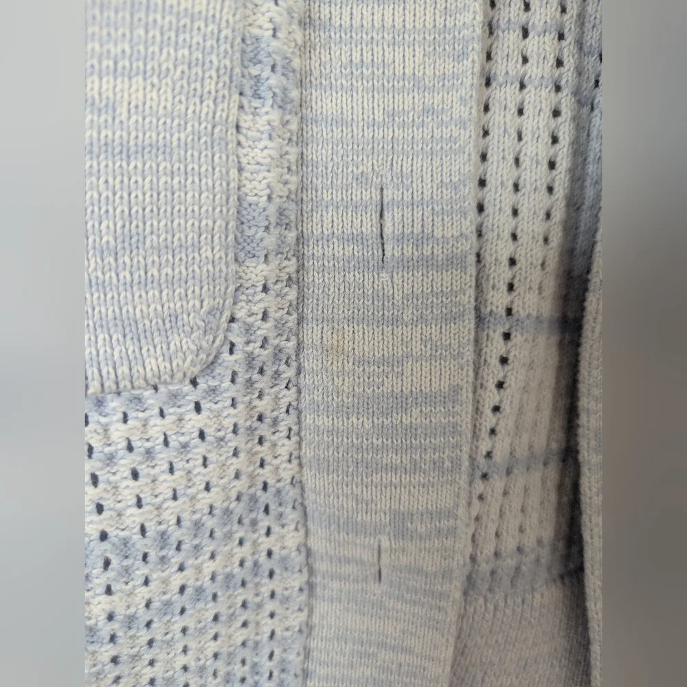 Design 365 Crocheted Knit Two Pocket Sweater Cardigan Coat Jacket, Blue (XS) - Picture 11 of 15